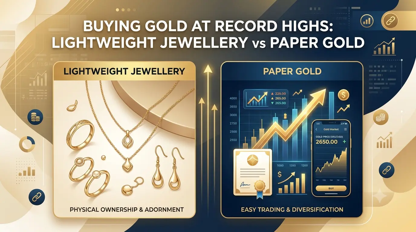 Buying Gold at Record Highs: Lightweight Jewellery vs Paper Gold