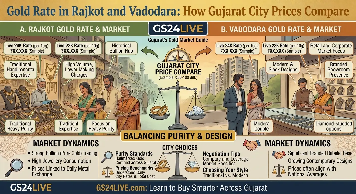 Gold Rate in Rajkot and Vadodara: How Gujarat City Prices Compare