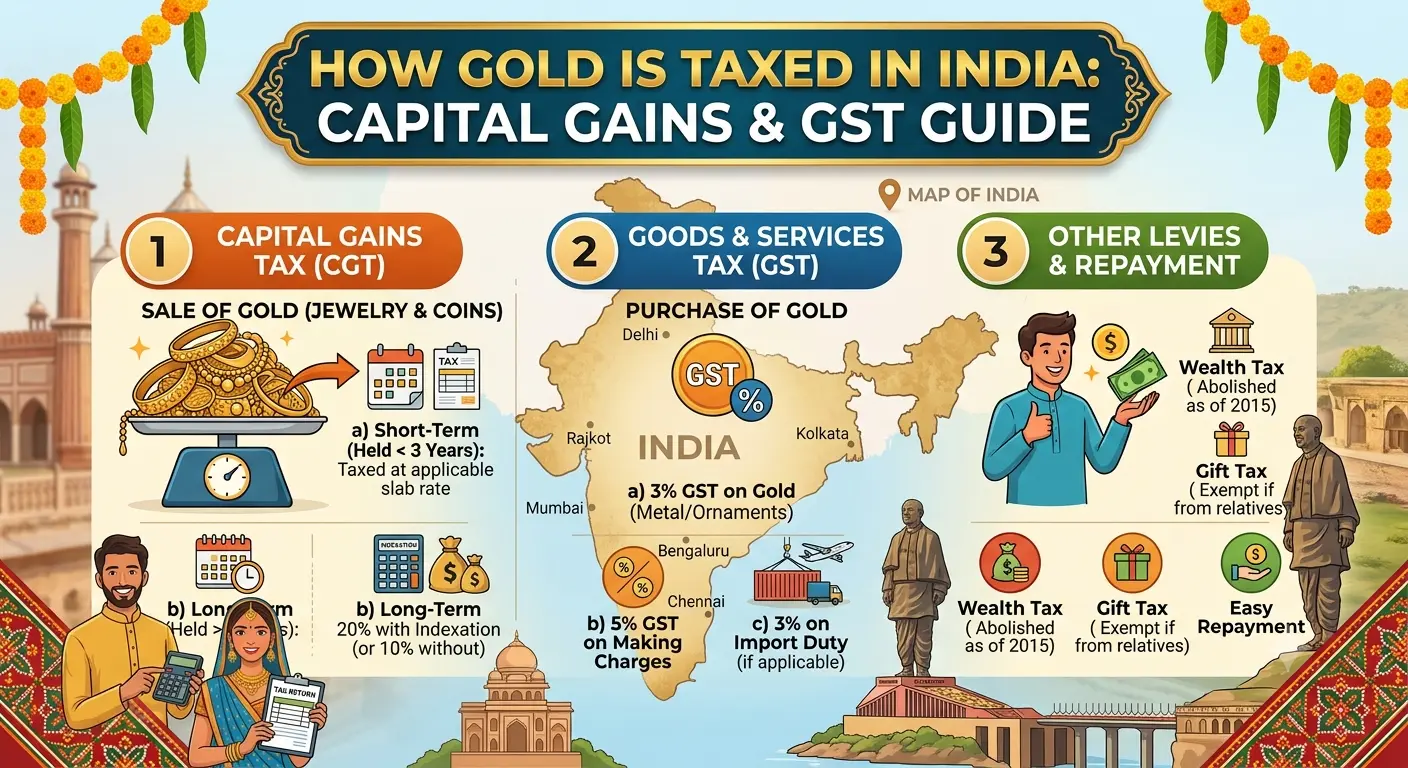 How Gold Is Taxed in India: Capital Gains, GST & Selling Rules Every Gujarat Buyer Should Know
